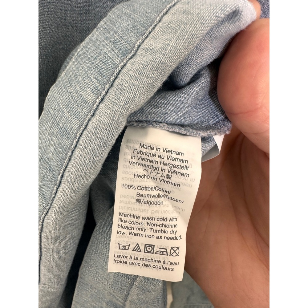 Madewell Womens Light Wash Denim Tie Back Long Sleeve Chambray Blouse Large NWOT - Picture 4 of 4